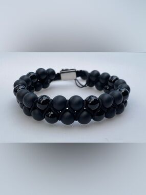 Black Beaded Bracelet - Women's Fashion Accessory